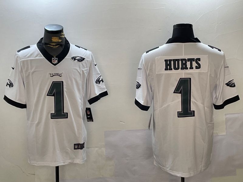 Men Philadelphia Eagles #1 Hurts White Second generation 2024 Nike Limited NFL Jersey style 2->philadelphia eagles->NFL Jersey